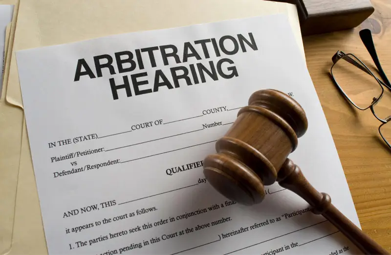 Arbitration hearing notice sent to parties involved in a construction dispute