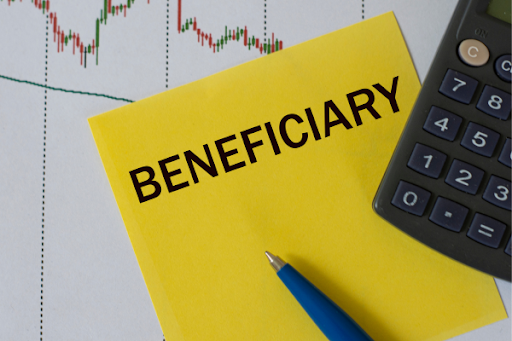 Post it with the words beneficiary on it noting an executor of a will that they too are a beneficiary.